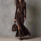Fongt 2025 New Women's Bohemian Elegant Long-Singed Print Sling Dress