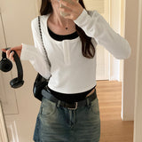 Fake Autumn Blouses With Slim Underwear, Long Sleeves And Short T-Shirts-Outfit