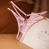 sexy thong ladies cross belt ultra-thin hollow temptation panties hot open file t pants eyelash diamond cutout thong