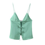 Fongt New Bow Trim Silk Satin Texture Top 2170331-Outfit