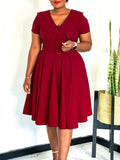 Fongt Women's Fashion Temperament Dolls Short-Sleeved Elastic Dress On African Dress
