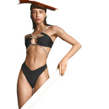 Solid Color With Diamond Chain Solid Color Split Swimsuit Women 2025 New Two-Wear
