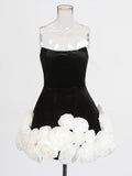 Vietnamese Style Sexy Dress 2025 Summer New Velvet Chest Three-Dimensional White Rose Small Puffy Dress