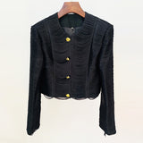 Fongt 2025 Star Fashion New Suit Short Jacket Half-Swear Set Pink Black