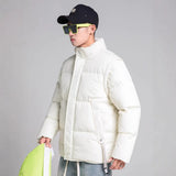 Winter New Korean Version Pure Color Thick Cotton-Padded Jacket Trend Loose Version Removable Sleeve Vest Cotton-Padded Jacket Two Wear Men-Outfit