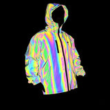 Autumn And Winter New Dazzle Color Reflective Jacket Men's Colorful Laser Plus Size Hooded Jacket-Outfit