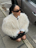 Fongt Women's ZA Explosion Autumn And Winter New Artificial Fur Effect Collared Long-Sleeved Coat