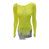 Fongt Sexy Tight Height Knitted Perspective Long-Sleeved Hot-Sleeved