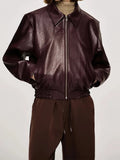 PU Leather Zipper Cropped Jacket-Outfit