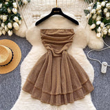 Fongt Retro Print Heavy Lifting Nail Bead Dress Set Two-Piece Top Plus Long Dress