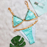 Fongt New Quilter Nail Bead Bikini Sexy Adjustable Shoulder Strap Split Women's Swimsuit Factory