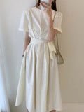 Has Been Updated Chic Korean Version Summer Niche Temperament Pleated Design Strap Versatile Dress-Outfit
