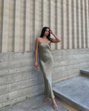 Satin Tube Maxi Dress-Outfit