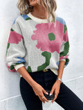 Fongt Autumn And Winter Round Collar Long Sleeve Knitted Fashion Tie With A Casual Jacket Sweater Woman