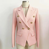 QUALITY 2023 New Fashion Designer Blazer Women's Slim Fitting Metal Lion Buttons Double Breasted Blazer Jacket Baby