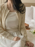 Vintage Twist Sweater Jacket New Lazy Design Sense Hollow Jacket With Knitted Cardigan-Outfit
