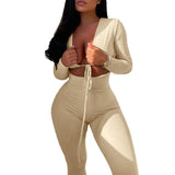 Fongt Summer Women's Sexy Umbilly Tying With Hollow Long Sleeves Of Sleeves