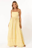 Fongt Spring And Summer Striped Suspenders Open Back Big Clear Fresh Air Dress-88111-Outfit