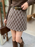 Fongt Xixi 13 Line 2025 Autumn White Retro High-Waisted Skirt Print A-Word Bag Hip Short Skirt 85307