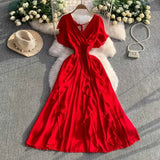 Fongt Niche Design Cross V Collar Small Flying Sleeves To Show Thin Chiffon Dress Super Fairy Leaves Side Dress
