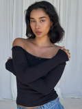 Off-Shoulder Long Sleeve Bow Top-Outfit