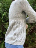 Solid V Neck Crochet A Line Hem Sweater-Outfit