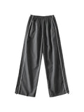 Piping Detail Wide Leg Track Pants-Outfit