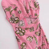Spring Round-Collar Sleeveless Print Hollowed-Out Dress 3067737-Outfit