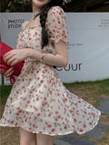 Floral Dress Women Backless Vintage Elegant Temper French Stylish Aesthetics Gentle Design Платье Женское Sweet Fashion