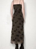 Halloween Double Layered Floral Slip Maxi Dress-Outfit