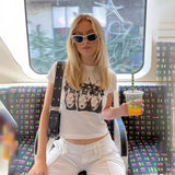 Fongt Print Slim T-Shirt Female Summer INS Hot Girls Slim Crop New