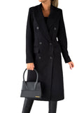 Fongt Women's Spring 2025 New Coat With Hair, Coat Solid Long-Sleeved Double-Buttoned