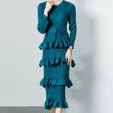 Fongt Folded Dress Woman 2025 New Design Feel Fat Mm Fashion Temperament Reduction Cake Skirt
