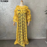 Lace African Dresses for Women Plus Size Muslim Fashion Dashiki African Design Clothes Abaya Dubai Boubou Robe Africa Maxi