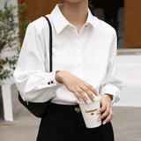 Style Formal Women White Shirts Turn-Down Collar Blouse Tops Elegant Workwear Female Blusa Single-Breasted Shirts Long