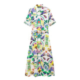 Spring Flower Printed Poplin Shirt Dress 0387064-Outfit