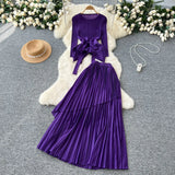 Fongt Folded T-Shirt With Irregular Hembo Skirt Dress Suit Woman