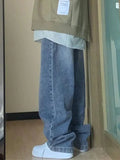 Pocket Design Blue Wash Boyfriend Jeans-Outfit