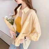 Fongt Striped Sunscreen Women's Spring And Summer 2025 New Thin Thin Chiffon Shirt Mid-Long Open Shirt