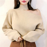 Strapless Halterneck Sweater Irregular Top-Outfit