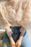 Petal Sleeve Lace Blouses Women Hollow Out Patchwork Stand Collar Shirts Ladies Top White Flower Blouse Female Blusas