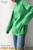 Split Women's Turtleneck Sweater Oversized Casual Pullover Jumpers Winter Warm Long Sleeve Top Female Loose