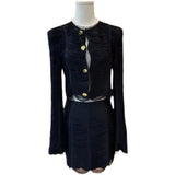 STREET Newest 2022 Designer Runway Suit Set Women's Round Neck Long Sleeve Line Decoration Short Jacket Skirt