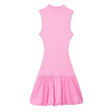 New Balloon Version Rib Slim Dress With Bare Back 0085361-Outfit