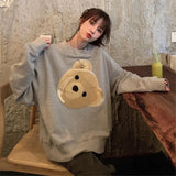 Neck Long Sleeve Print Sweatshirt Korean Fashion Loose Harajuku Sweetheart Hoodie Clothes For Women 2020 Fall Kawaii