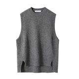Knitted Sweater Vest Women Autumn Winter 2023 New Wool Vest Sleeveless Sweaters Pullover O Neck Solid Sweaters 16774 1028-0-Outfit
