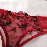 Mesh Floral Bra And Panty Lingerie Set-Outfit