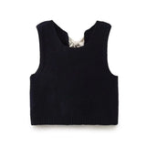Fongt Women's Clothing 2025 Autumn New Street Fashion Vest Bow Sweater Vest