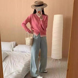 Splicing Color Fake Two Knitted Cardigan Women Wear Thin Sweaters Folded In Autumn-Outfit
