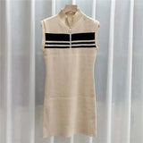 Striped Knitted Vest Dress 2025 Summer New Babes Sleeveless Waist-To-Sting Short
